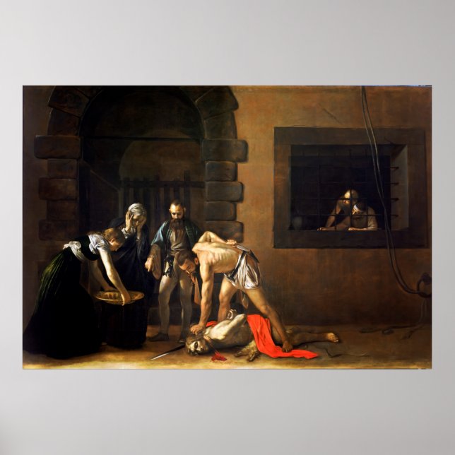 The Beheading of St John the Baptist by Caravaggio Poster (Front)