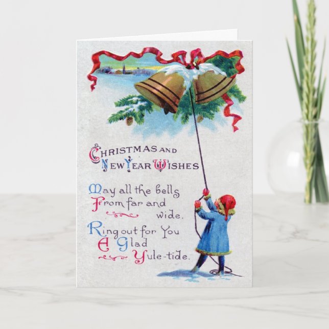 The Bells of Christmas 1911 Vintage Holiday Card (Front)