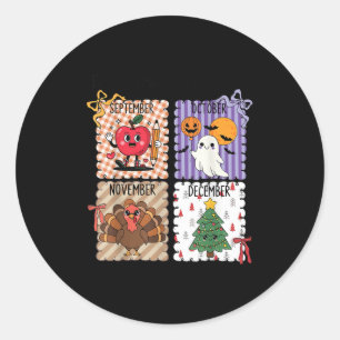 The ber Months Back To School Halloween Thanksgivi Classic Round Sticker