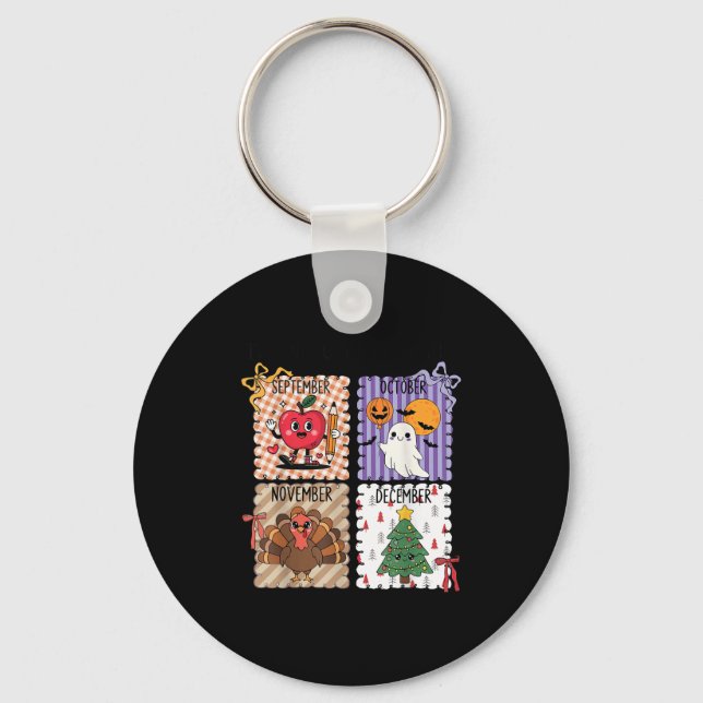 The ber Months Back To School Halloween Thanksgivi Key Ring (Front)