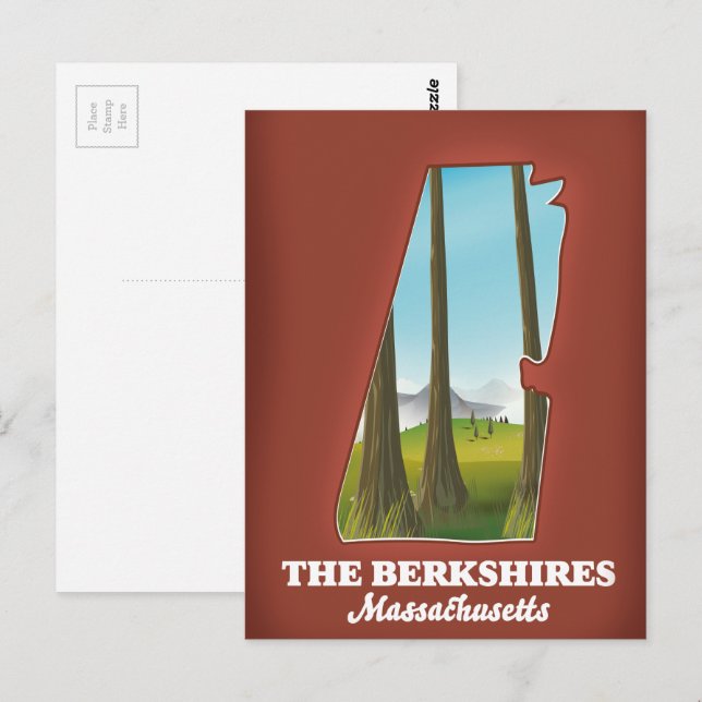 The Berkshires Massachusetts map Postcard (Front/Back)