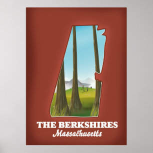 The Berkshires Massachusetts map Poster