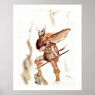 “The Berserker” – Watercolor by Tracy Lesch Poster