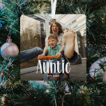 The Best AUNTIE' Custom Photo Cute Gift  Metal Tree Decoration<br><div class="desc">Let an auntie know she is the best with this; Cute Modern Custom Photo Auntie Christmas Ornament. Design features fun white typography that reads 'The Best Auntie'. Simply upload your favourite picture and personalise the name/s of who its from. Text colour can be changed by using the 'customise further' tool....</div>