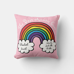 The Best Auntie Ever Colourful Rainbow Pink Cushion