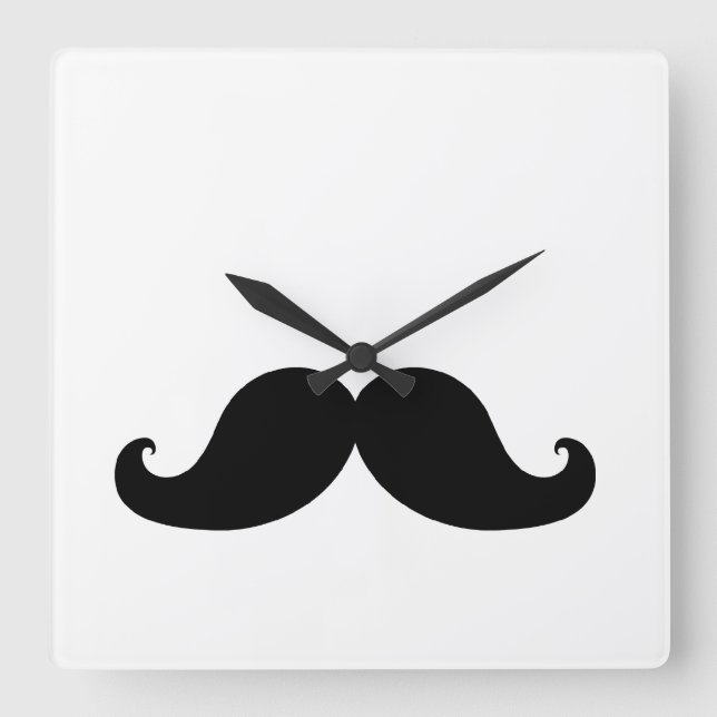 THE BEST BLACK MUSTACHE SQUARE WALL CLOCK (Front)