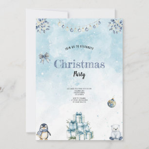 the best blue and whit christmas invitation