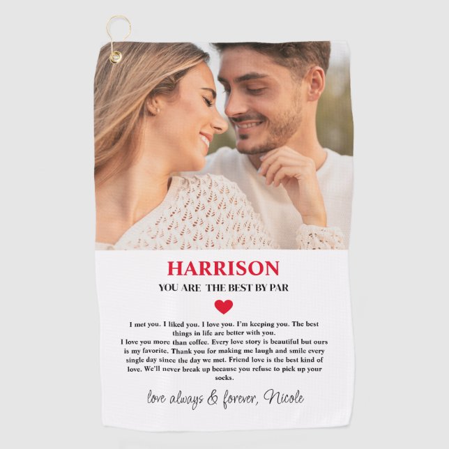 THE BEST BY PAR RED HEART MESSAGE PHOTO GOLF TOWEL (Front)