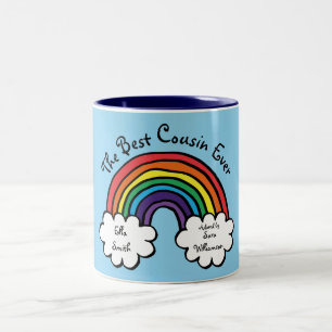 The Best Cousin Ever Rainbow Blue Two-Tone Coffee Mug