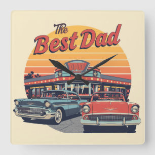 The Best Dad Diner Square Wall Clock