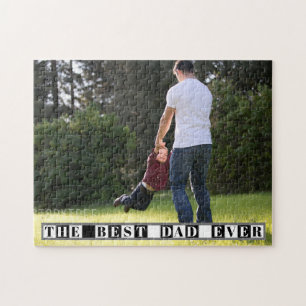 The best dad ever  black, white Father's Day photo Jigsaw Puzzle