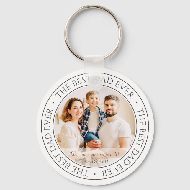 The Best Dad Ever Modern Classic Photo Key Ring (Front)