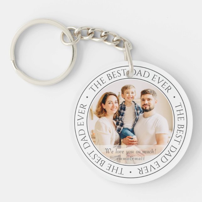 The Best Dad Ever Modern Classic Photo Key Ring (Front)
