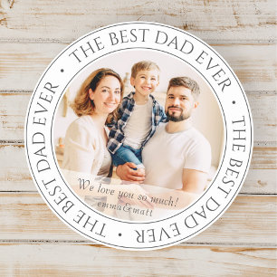 The Best Dad Ever Modern Classic Photo Round Sticker