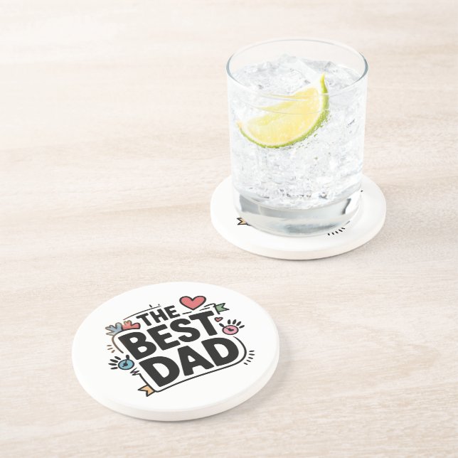 The Best Dad text design Coaster (Side)