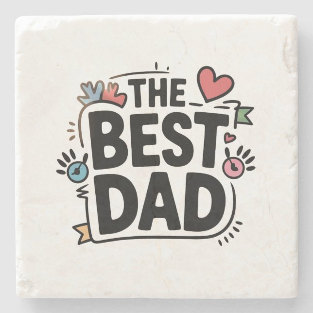 The Best Dad text design Stone Coaster (Front)