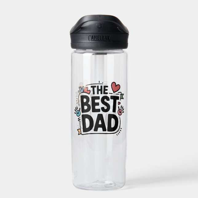 The Best Dad text design Water Bottle (Back)