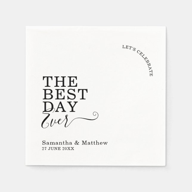 The Best Day Ever Modern Boho Wedding  Napkin (Front)