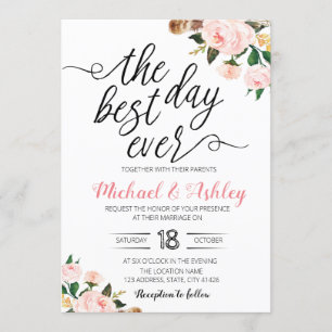 The best day ever wedding theme invitation