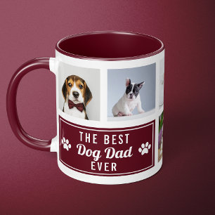 The Best Dog Dad Ever Burgundy Pet Collage Photo Mug