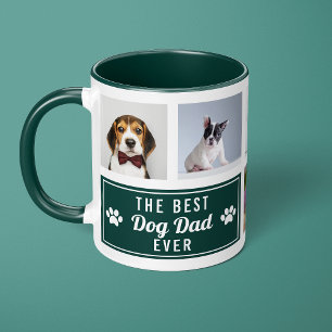 The Best Dog Dad Ever Green Pet Collage Photo Mug