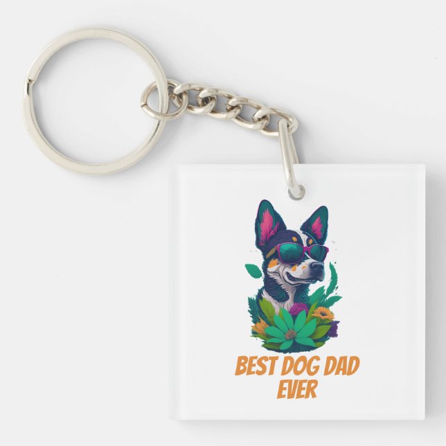 The Best Dog Dad Ever, Pawsome gift idea Key Ring (Front)