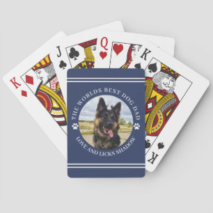 The Best Dog Dad Photo Blue  Playing Cards