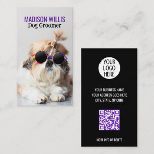 The Best dog groomer Shih Tzu Not Logo QR code Business Card