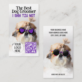 The Best dog groomer Shih Tzu Not Logo QR code Business Card