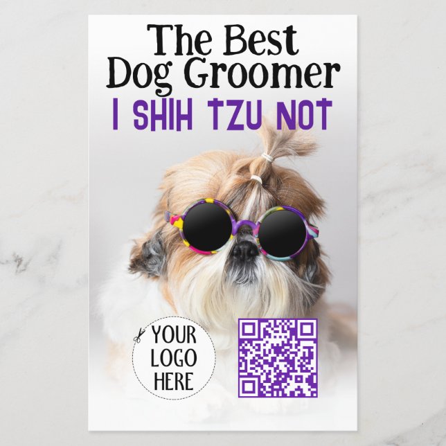 The Best dog groomer Shih Tzu Not Logo QR code Flyer (Front)