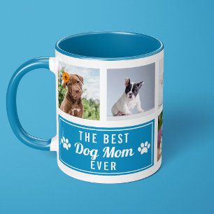 The Best Dog Mum Ever Blue Pet Collage Photo Mug
