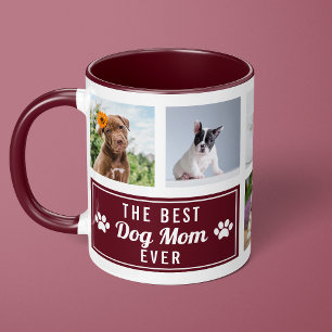 The Best Dog Mum Ever Burgundy Pet Collage Photo Mug