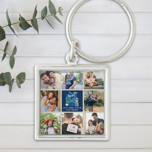 The Best Father ever Collage 8 Photos for Dad Key Ring