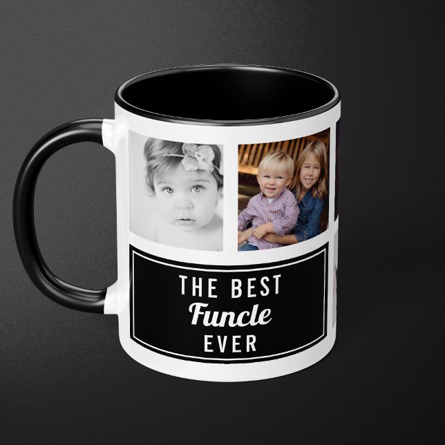 The Best Funcle Ever Black Collage Photo Uncle Mug (Creator Uploaded)