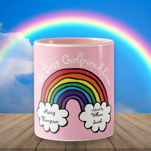The Best Girlfriend Ever Rainbow Pink Two-Tone Coffee Mug