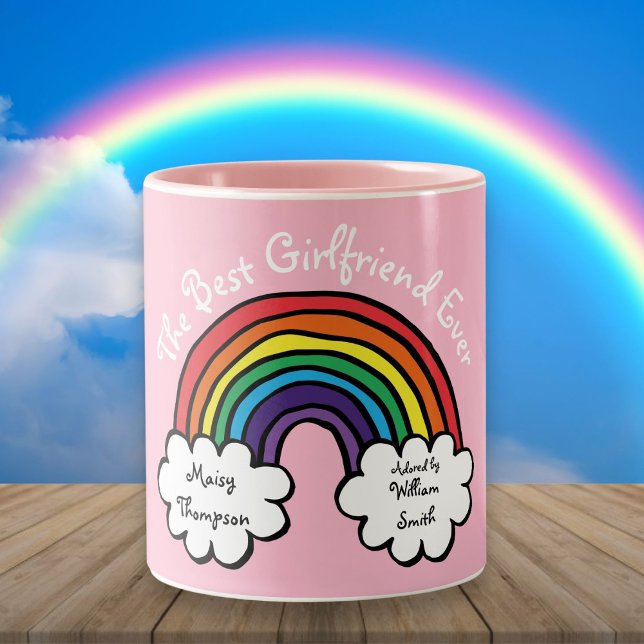 The Best Girlfriend Ever Rainbow Pink Two-Tone Coffee Mug (The Best Girlfriend Ever Rainbow Pink Two-Tone Coffee Mug)