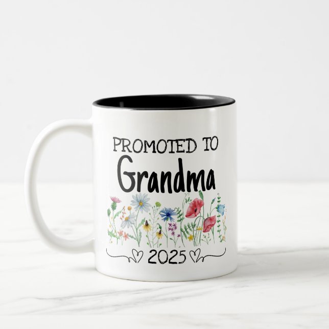 The Best Grandma Get Promoted Est 2025 Two-Tone Coffee Mug (Left)