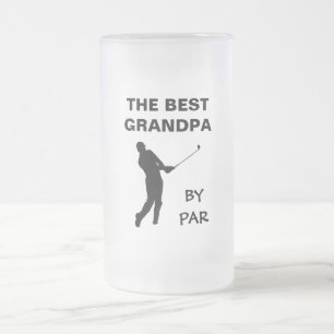 The Best Grandpa By Par Golf Granddad Golfer Pun Frosted Glass Beer Mug