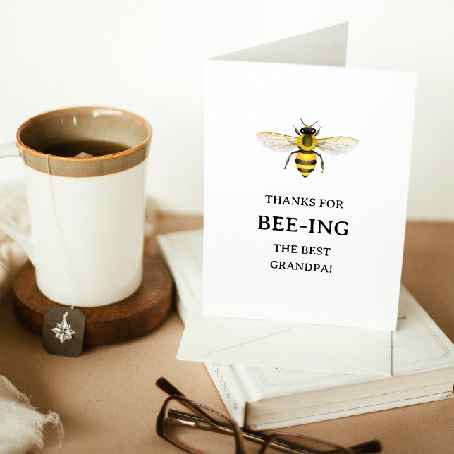 The Best Grandpa | Elegant Cute Bee Father's Day Holiday Card (Creator Uploaded)