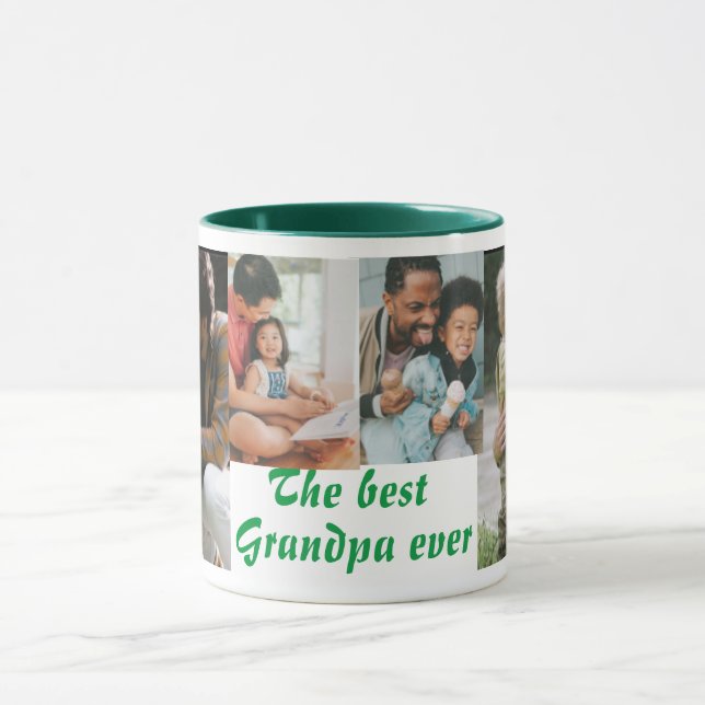 The best Grandpa Ever 4 photos green Mug (Center)