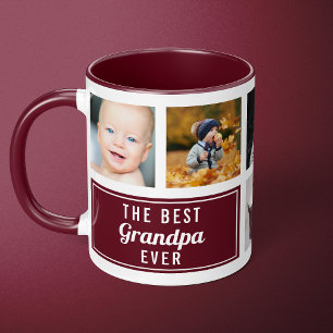 The Best Grandpa Ever Burgundy Collage Photo Mug