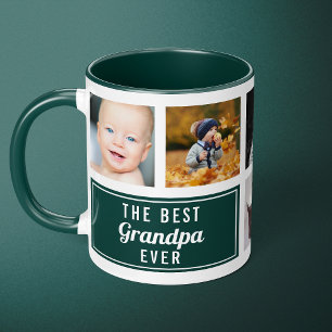 The Best Grandpa Ever Green Collage Photo Mug