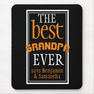 The Best Grandpa Ever Typography Black Mouse Mat