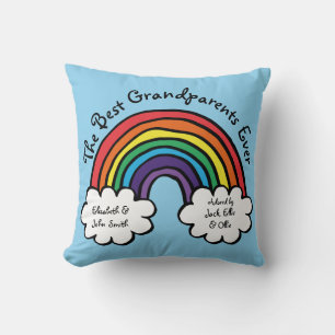The Best Grandparents Ever Colourful Rainbow Blue Cushion