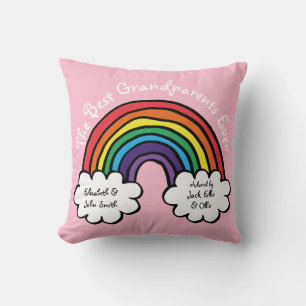 The Best Grandparents Ever Colourful Rainbow Pink Cushion