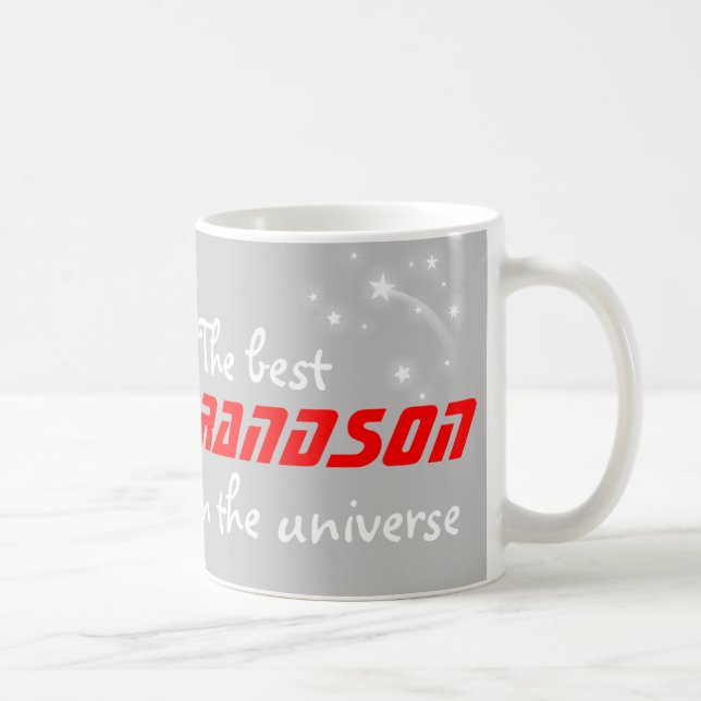 "The best grandson in the universe" red grey mug (Right)