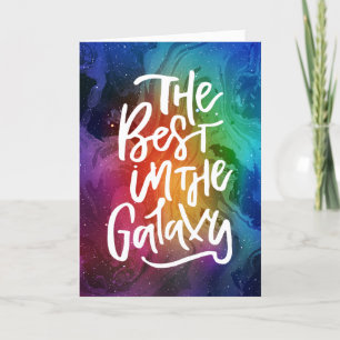 The Best in the Galaxy Rainbow Space Valentine's Holiday Card