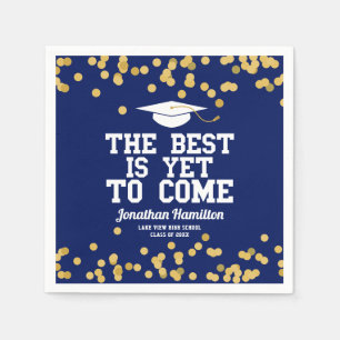 The Best Is Yet To Come Blue Grad Party Napkin