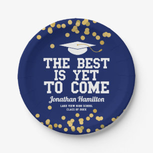 The Best Is Yet To Come Blue Grad Party Paper Plate