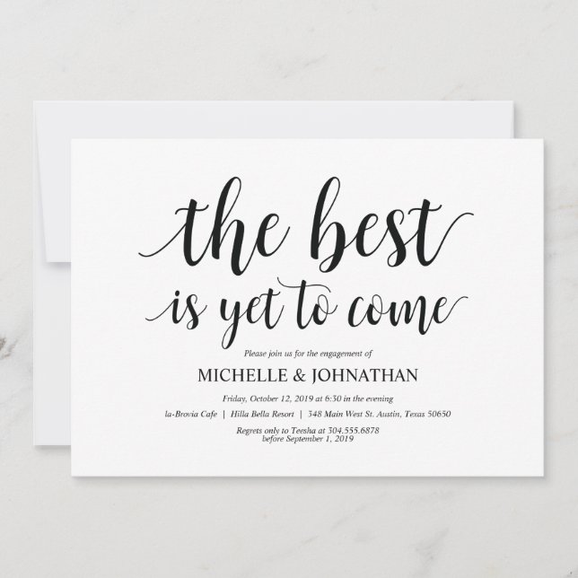 The best is yet to come, Engagement Party invites (Front)